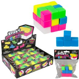 72 Bulk 2.5" Sticky Stretch Puzzle Cube 12ct
