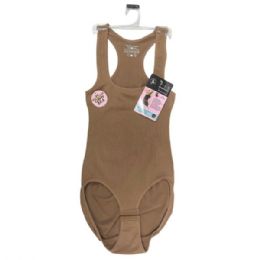 12 Bulk Race Back Shapewear Bodysuit In Coffee Color In Assorted Sizes