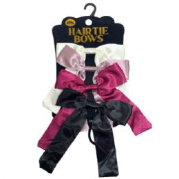 24 Bulk 4 Pack Ivory Pink Black And Red Bow Hair Ties
