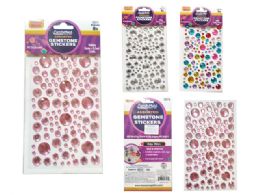 288 Bulk Sticker Gemstone Diamond Round Assorted