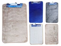 24 Bulk Memory Foam Bath Mat - 50x80cm Sand/tan, Royal Blue, And Cool Grey