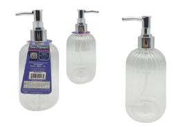 24 Bulk Ribbed Clear Bottle Soap Dispenser 500ml