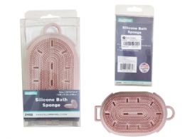 24 Bulk Silicon Body Sponge -  3.25-inchX6X1.6-inch - Pastel pink