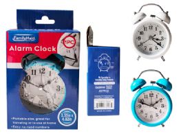 24 Bulk CLOCK ALARM WHITE BLUE PINK 3 ASSorted