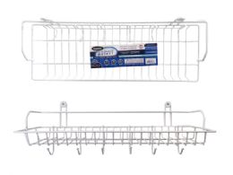24 Bulk White Cabinet Basket with Hooks - 16.75'X5.5-inchX6.5-inch