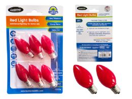 24 Bulk Night Light Bulbs 6-Piece Solid Red 7w
