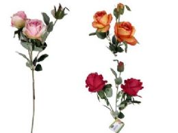 24 Bulk 3 Head Rose Artificial Flowers 