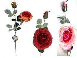 24 Bulk 2 Head Rose Artificial Flower -25.5' L 4',1.4-inch