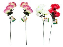24 Bulk 3 Head Rose Flower - 4.72-inch X2.4-inch 24.4-inch L