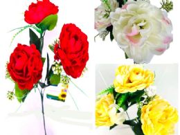 24 Bulk 3 Head Rose Flower 24.5-inch, 3-inch