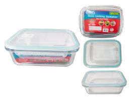 12 Bulk Glass Locking Rectangle Container 1040ml