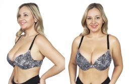 48 Bulk Women's Plus Size Molded Bra Floral Black Assorted Size