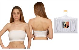 72 Bulk Women's Isadora Seamless Innerwear Bandeau Bra White