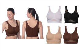 48 Bulk Women's Stretch Mesh Sports Bra Assorted Size