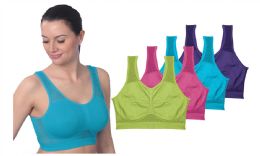 48 Bulk Women's Stretch Mesh Sports Bra Assorted Size