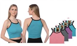 72 Bulk Women's Isadora RiB-Knit Crop Tank Tops Assorted M-xl