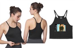 72 Bulk Women's Isadora Black RiB-Knit Camisole Crop Tank Tops Assorted M-xl