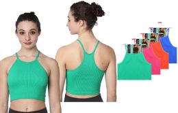 72 Bulk Women's Isadora RiB-Knit Camisole Crop Tank Tops Assorted M-xl