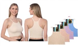 72 Bulk Women's Isadora Rib-Knit Crop Tank Tops Assorted M-xl