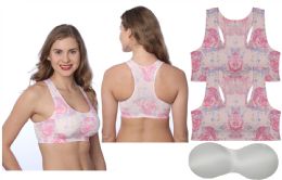 48 Bulk Women's Seamless Removable Padded Racerback Sport Bra M-xl