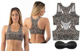 48 Bulk Women's Seamless Racerback Removable Padded Sports Bra