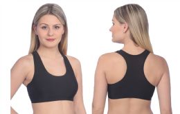 48 Bulk Women's Seamless Wide Straps Removable Padded Sports Bra M-Xl In Black