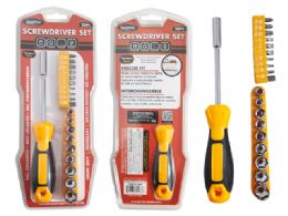 24 Bulk 20-Piece SCREWDRIVER 8.25" Long SCREW BITS and SOCKET SET