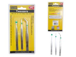 144 Bulk Tweezers 3-Piece Set 4.4" 4.7" 4.75" Long