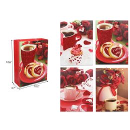 144 Bulk 10.2"x12.6"x4.7" Valentine Day Gift Bag