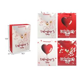 144 Bulk 10.2"x12.6"x4.7" Valentine Day Gift Bag