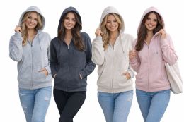 48 Bulk Ladies Fleece Full Zip Hooded Sweatshirts Assorted Colors And Sizes S-xl