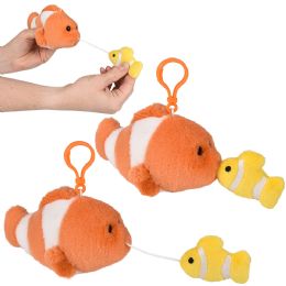 144 Bulk 3.5" Mighty Quakes Clown Fish Backpack Clip 12ct