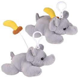 144 Bulk 3.5" Mighty Quakes Elephant Backpack Clip 12ct