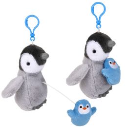 144 Bulk 3.5" Mighty Quakes Baby Penguin Backpack Clip 12ct