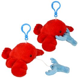 144 Bulk 3.5" Mighty Quakes Lobster Backpack Clip 12ct