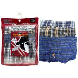 12 Bulk Black Bear Toddler 3-count Woven Boxers In Assorted Colors And Designs In Size 2t 3t
