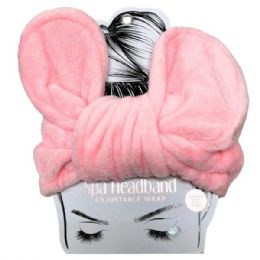 24 Bulk Blush Beauty Pink Adjustable Wrap Tie Spa Headband