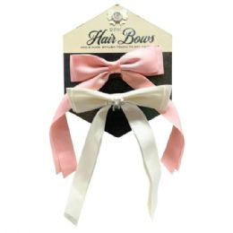 24 Bulk 2-count Pink And Ivory Blind Hair Bow Accent Clips