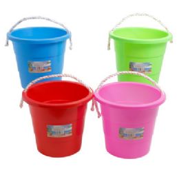 48 Bulk Beach Pail Plastic W/rope Handle 9.5 X 8.5 X 6in 4asst Colors Ea/color Label
