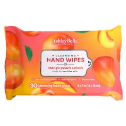 24 Bulk Hand Wipes 30ct 6x7 Scented Mango Peach Splash Ashley Belle Collection 30pc Counter Display