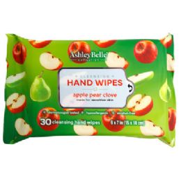 24 Bulk Hand Wipes 30ct Scented Apple Pear Clove Ashley Belle Collection 12pc Counter Display