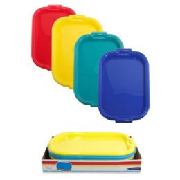 12 Bulk Serving Tray Plastic 19.25 X 14in 4ast Summer Colors/12pc Pdq/label
