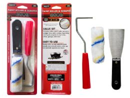 24 Bulk 3-Piece PAINT SET 4" ROLLER 2" SCRAPER