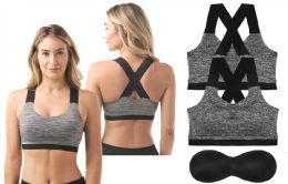 48 Bulk Women's Pullover Removable Padded Cross Back Sports Bra M-XL