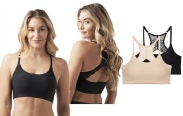 48 Bulk Women's Pullover Sports Mesh Black Skin With Cross Back Straps Bra M-XL