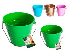72 Bulk Tin Bucket Assorted Color 5.12incH-3.4inch X 4.7inch