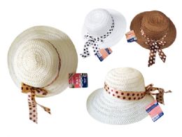 24 Bulk Straw Hat with Ribbon 