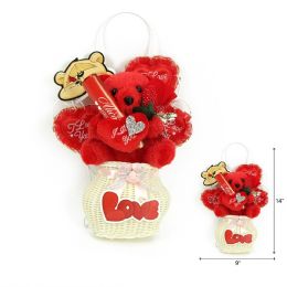 24 Bulk 9' X 14' Bear With Hearts In Basket