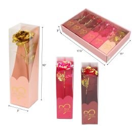 48 Bulk 10"x3" Metallic Rose Gift In Box