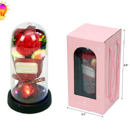 24 Bulk 8.8"x4.5" Knitting Rose In Glass W/light